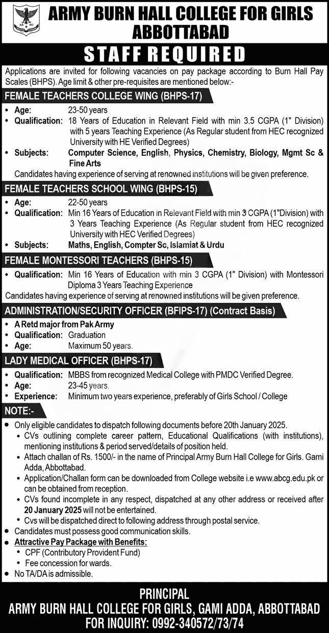 Army Burn Hall College Jobs