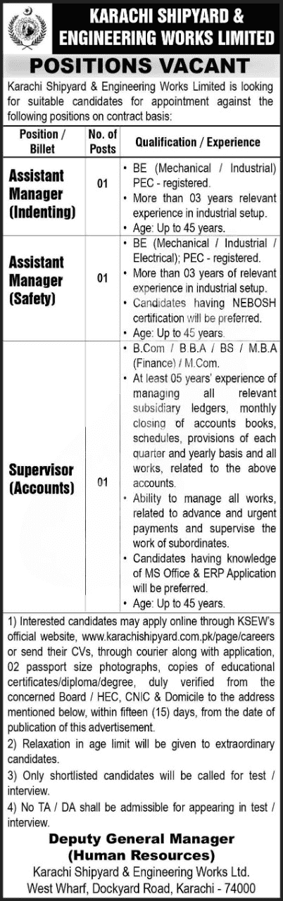 Karachi Shipyard Jobs 2025