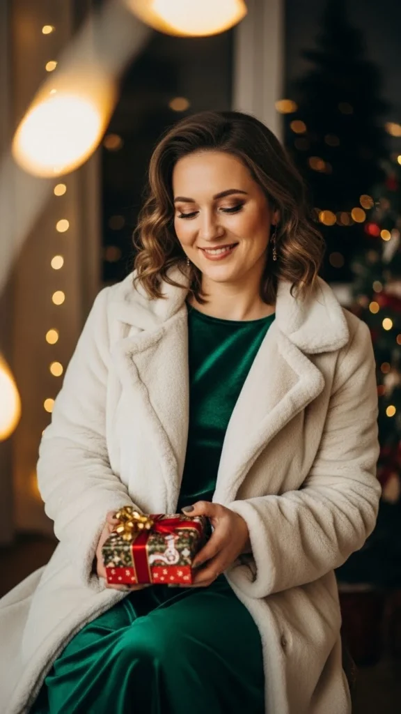 Faux Fur Coat with Simple Dress