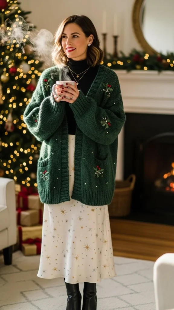 Oversized Cardigan and Midi Skirt