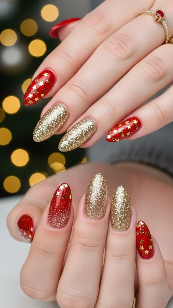 Red & Gold Glitter Ombre