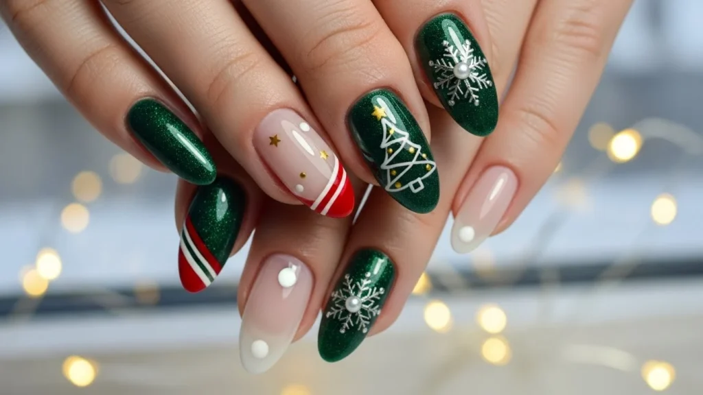 Red Hearts & Christmas Romance Nails