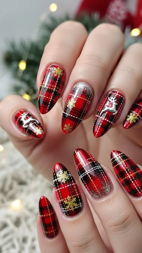 Red Plaid Nails