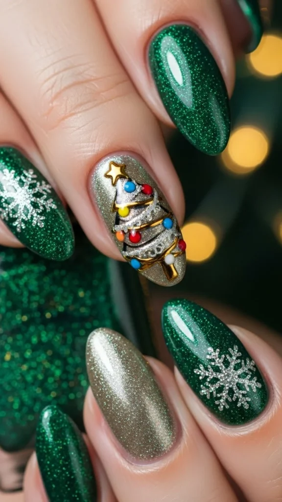 Christmas Tree Accent Nail