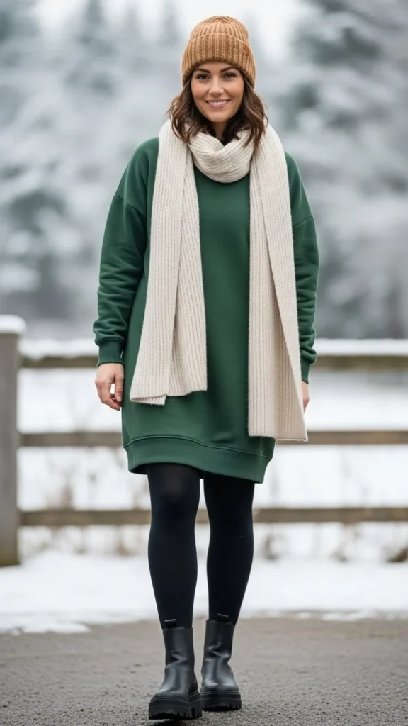 Sweatshirt Dress with Tights