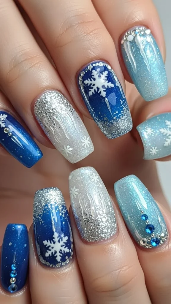 Blue Winter Wonderland Nails